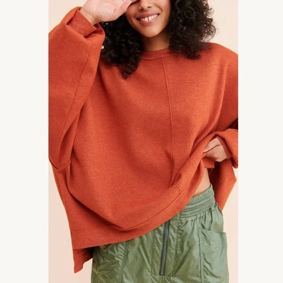 Free People Uptown Pullover Sweat in Salsa Bravo Size Small - Picture 3 of 12